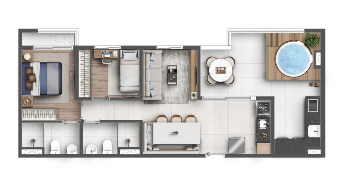 Cobertura · 2 dormitórios com suíte · 70 m² — Lyon Penha, Penha de França — perspectiva ilustrativa